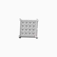 Load image into Gallery viewer, 16 Square Diamond Silver Stud for Men- Silver