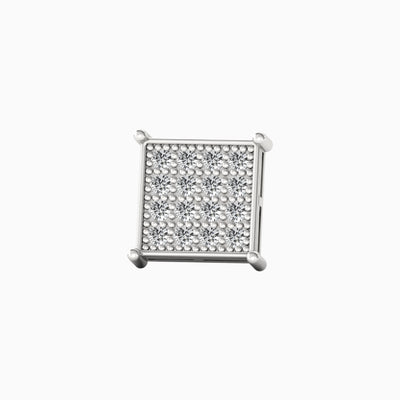 16 Square Diamond Silver Stud for Men- Silver