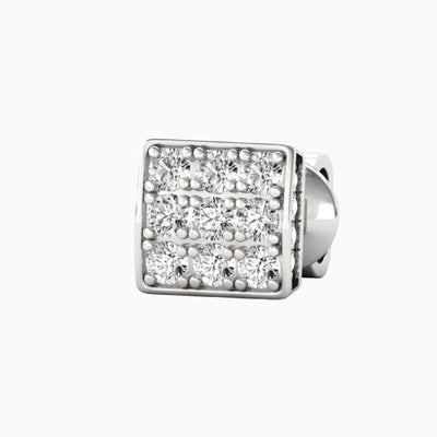 9 square diamond Silver Stud For Men