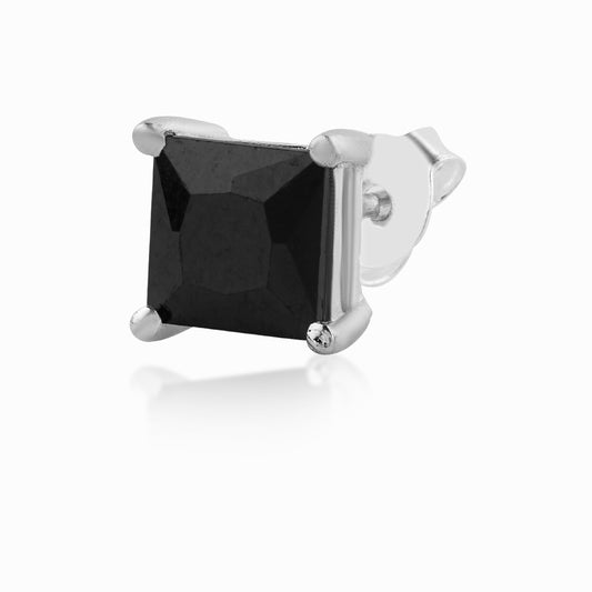 Black Square Crown Silver Stud for Men