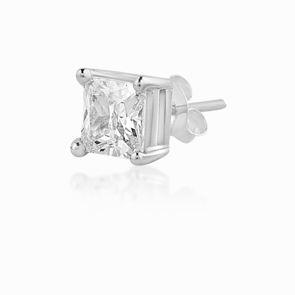 Princess Solitaire Silver Studs for Men