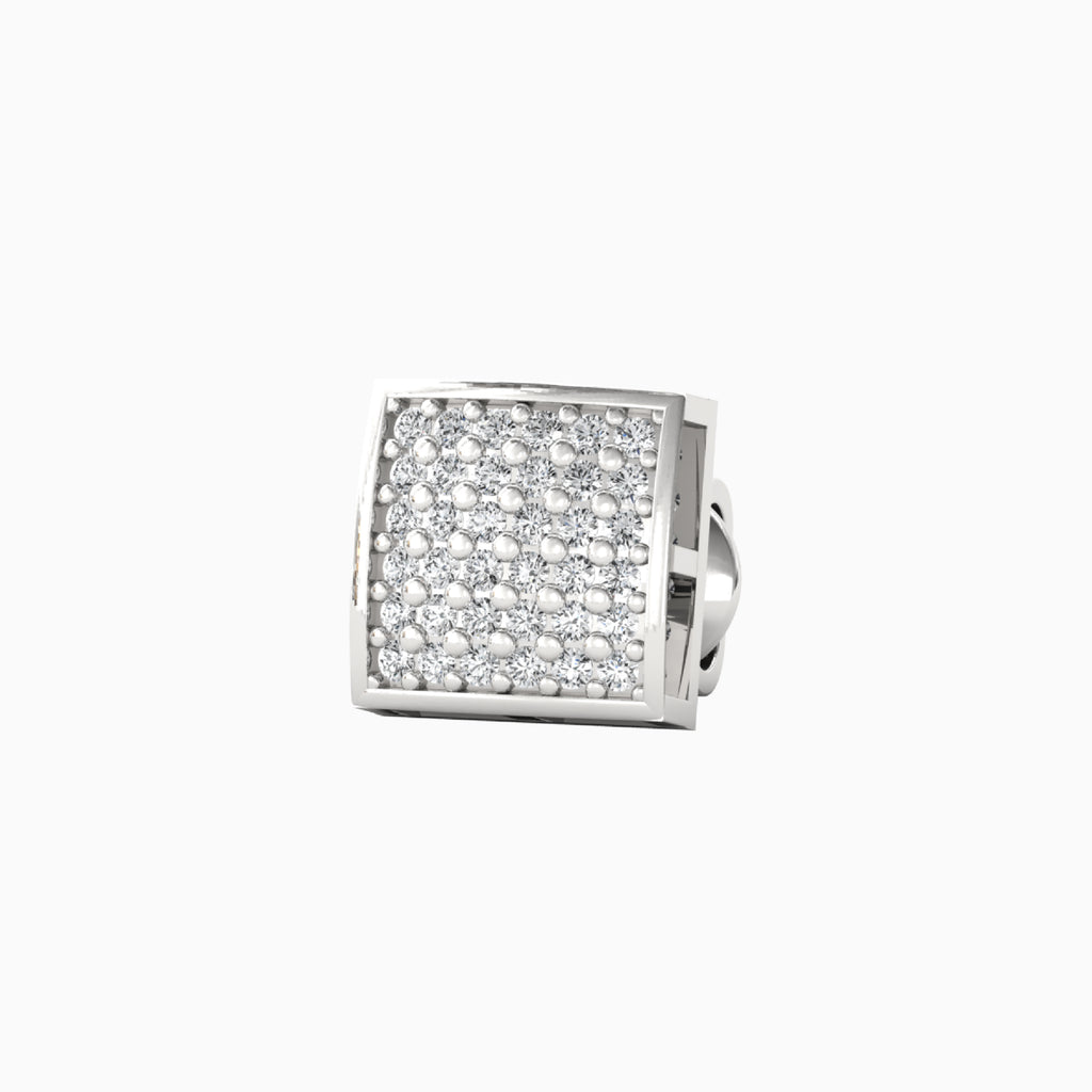 36 square diamond Silver Stud for Men - white