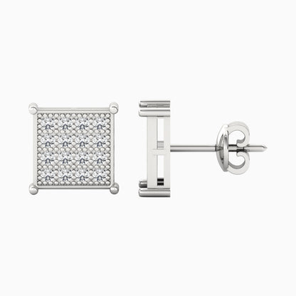 16 Square Diamond Silver Stud for Men - Silver