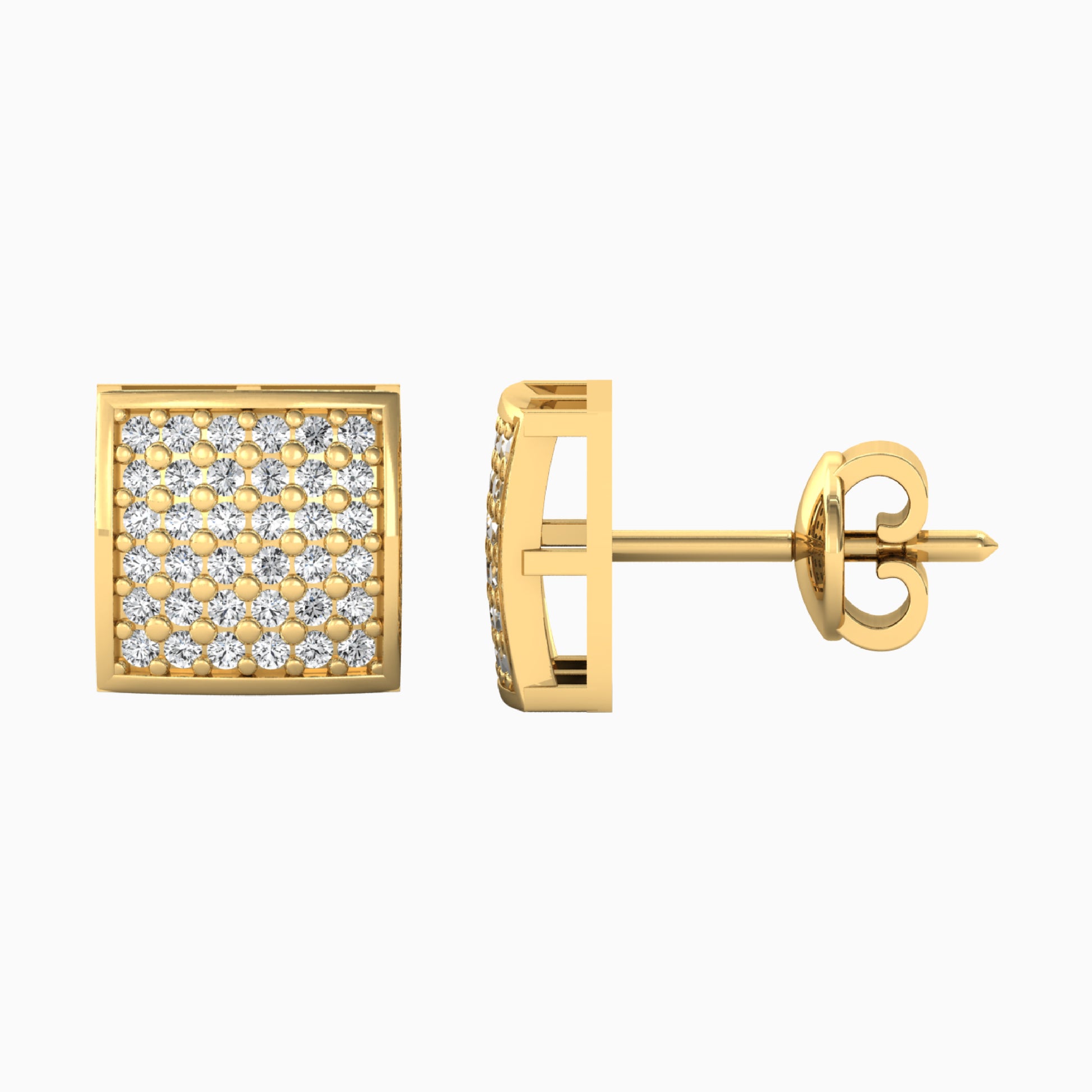 36 square diamond Silver Stud for Men - yellow