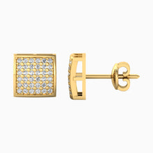 Load image into Gallery viewer, 36 square diamond Silver Stud for Men - yellow