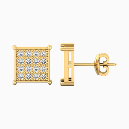 16 Square Diamond Silver Stud for Men - yellow