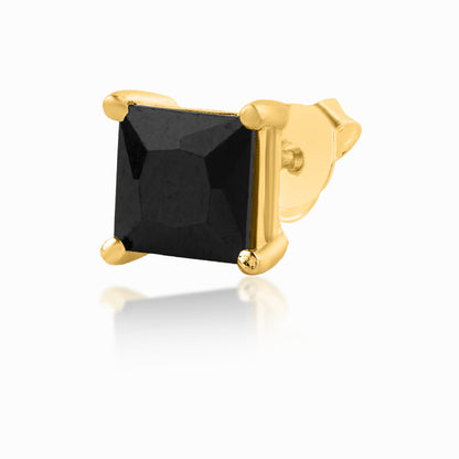 Black Square Crown Silver Stud for Men