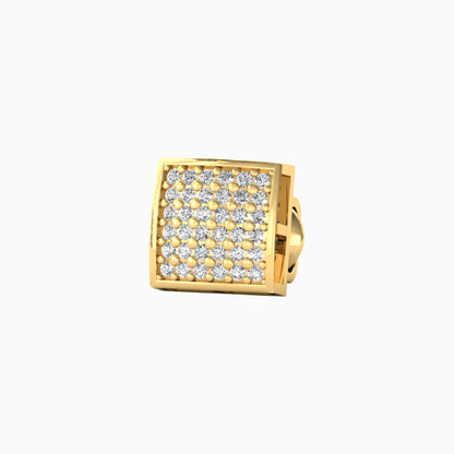 36 square diamond Silver Stud for Men -Yellow