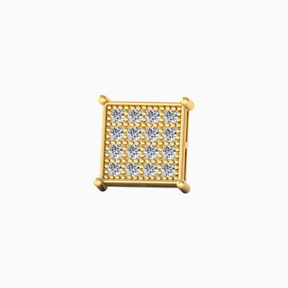 16 Square Diamond Silver Stud for Men- yellow