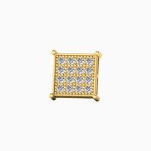 Load image into Gallery viewer, 16 Square Diamond Silver Stud for Men- yellow