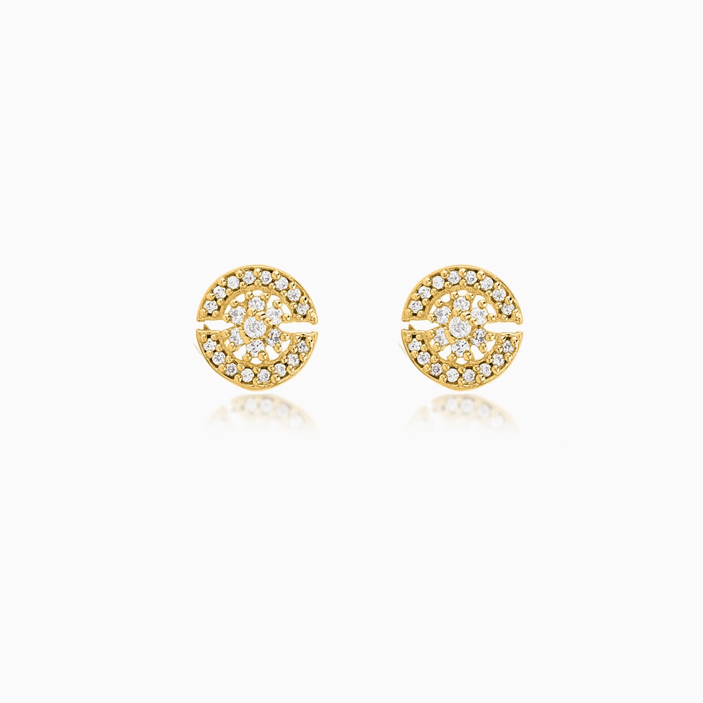 Golden moon studded earrings